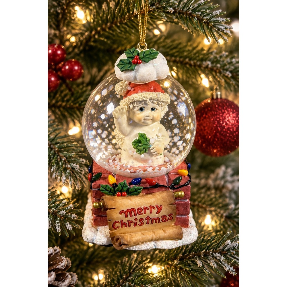 Vintage 1991 Cast Art Angel Snow Globe Ornament Merry Christmas Chimney